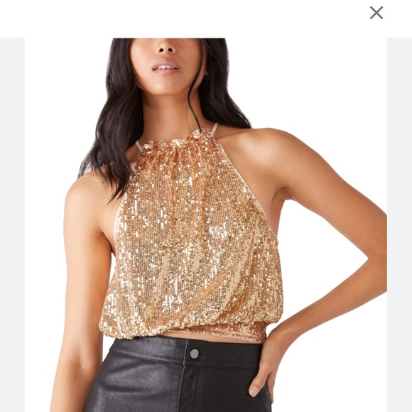 Free people sequin lights out halter top size M - Picture 2 of 6